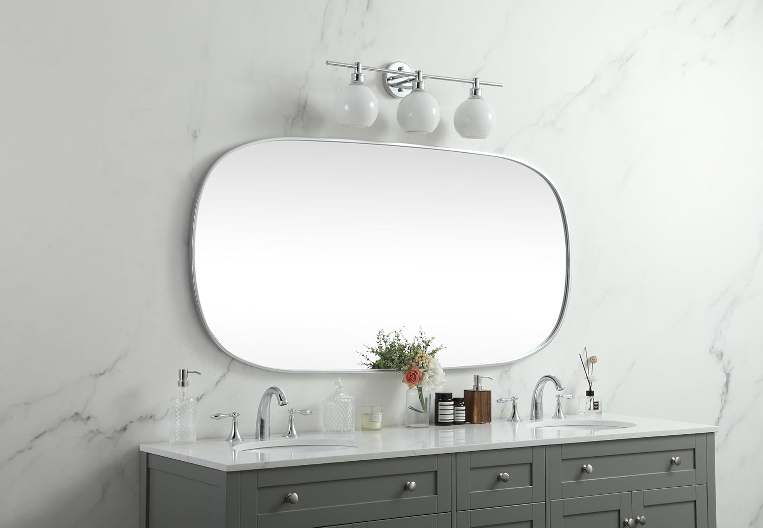 Gleam, Metal Frame Oval Mirror 30X60 Inch in, Modern, Silver