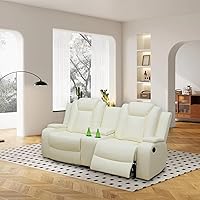 Vista 29 de Juego de sofá reclinable eléctrico para sala de estar, sofás reclinables de cuero caqui con puerto USB, sofá de cuero con sillón reclinable