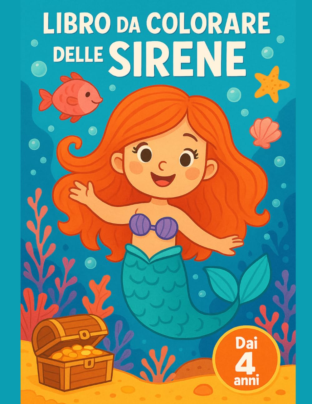 Libro da Colorare delle Sirene: Disegni grandi e semplici per bambina Dai 4 anni con linee spesse e mondo marino da colorare