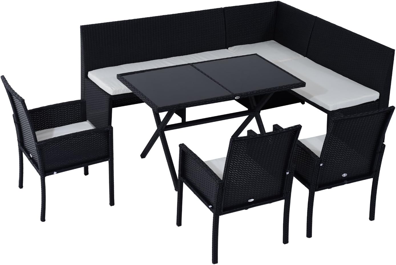 Outsunny 7pcs Rattan Corner Dining Set Table Sofa Chair Outdoor Wicker