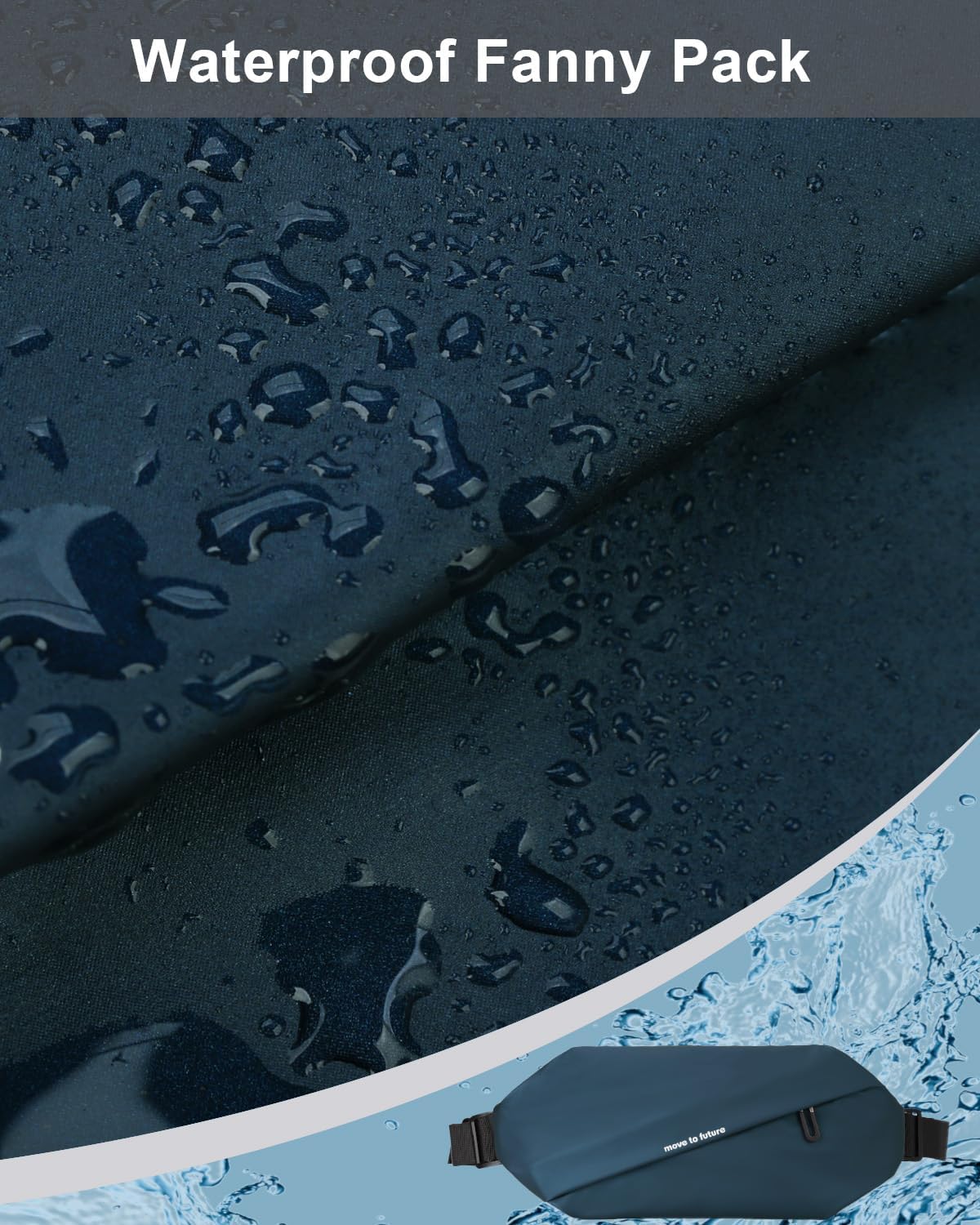 Fanny Pack for Men Women, Waterproof Waist Pack, Anti-Theft Sling Bag with Multiple Pockets, Crossbody Chest Bags for Travel, Gym, Hiking, Cycling - Image 5