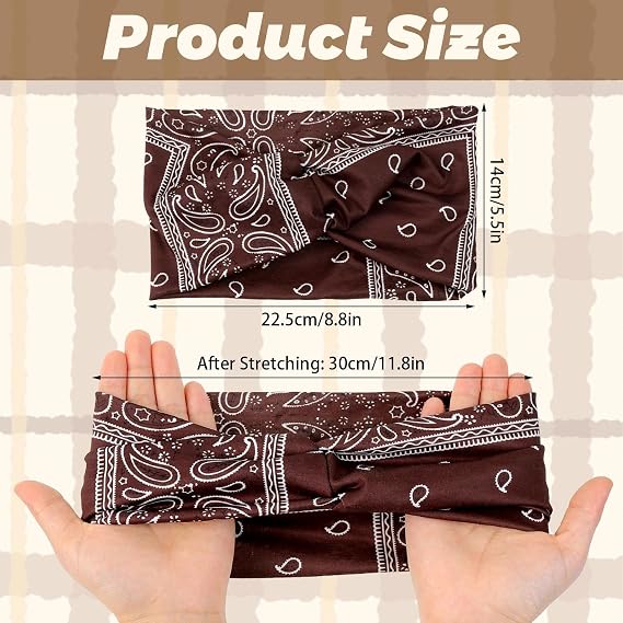 BLMHTWO 3Pcs Wide Boho Headbands for Women, Thick Fabric Head Bands Turban Fashion Hair Bands Knotted No Slip Head Wraps for Yoga Workout Sports and Daily Wear