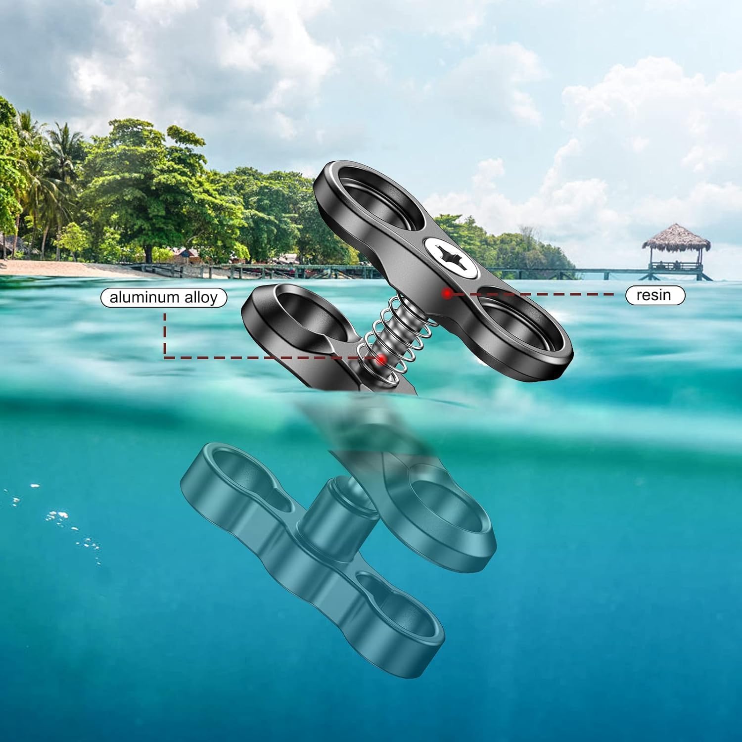 Sea frogs Aluminum Alloy Clamp Ball Joint Bracket Arm Two Section Holder Diving Essential Accessory Light Combination Fixed Clamp