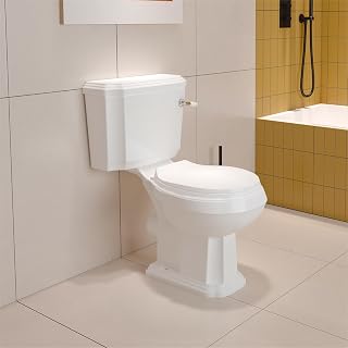 MYB Oval Bathroom Traditional Victorian Style Close Coupled Toilet Soft Close Seat WC White