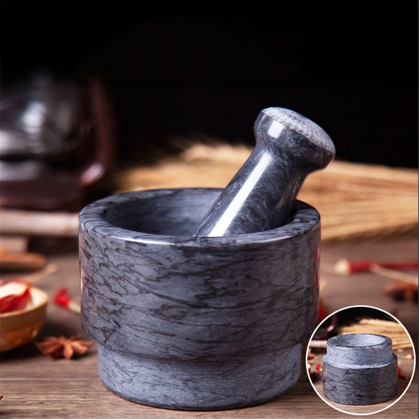 Frottements Ensemble mortier et pilon double face for broyer les épices, salsa, pesto