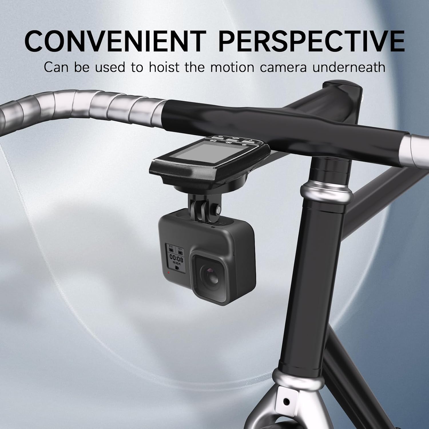 Bike Computer Mount for Integrated Aero Handlebar - Out Front Combo Mount for Garmin Edge Wahoo Elemnt Bryton Rider Stages Dash Hammerhead Cateye, for GoPro Action Camera and Bike Light Attachment image 4