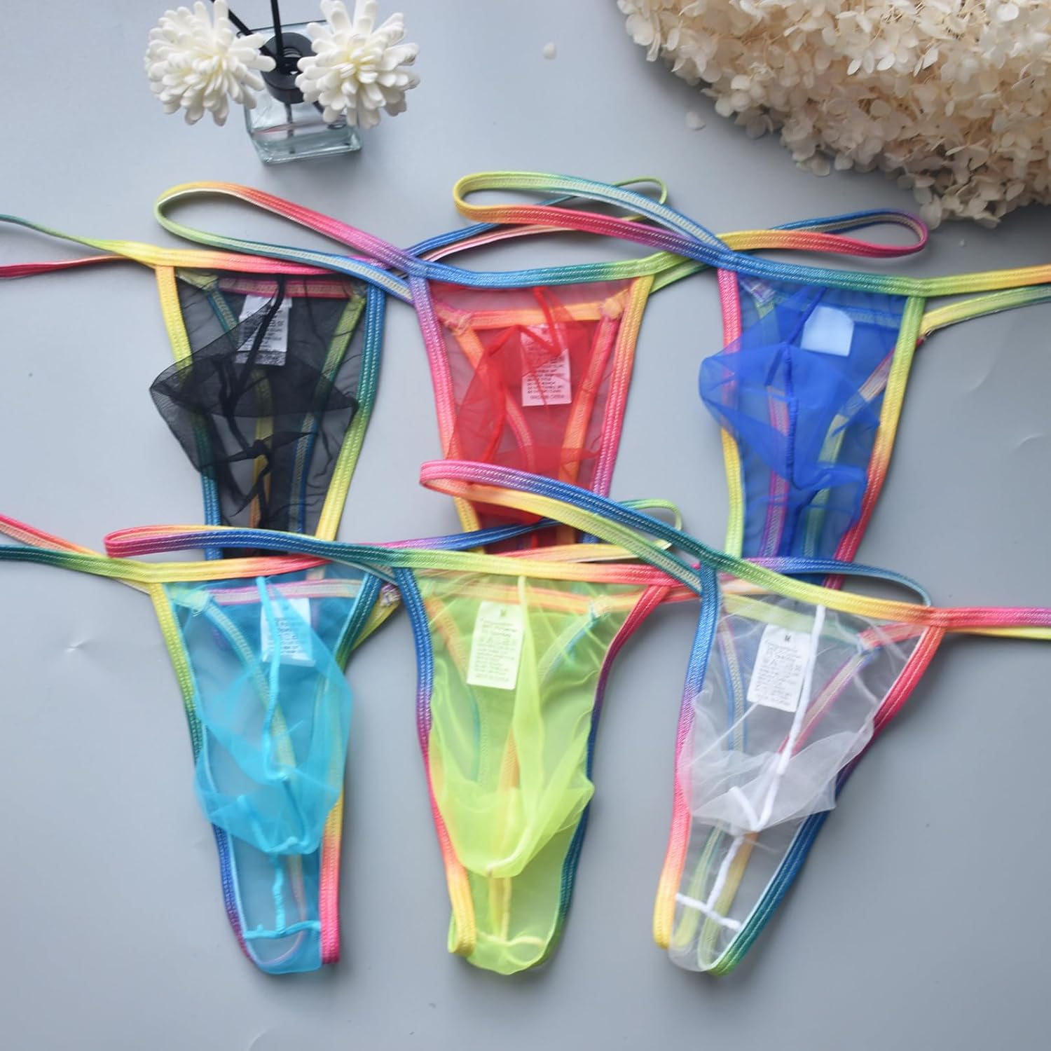 Men's See Through Mesh Thong Underwear Low Rise Sexy G-String Panties Bulge Pouch T-Back Thongs - Image 3