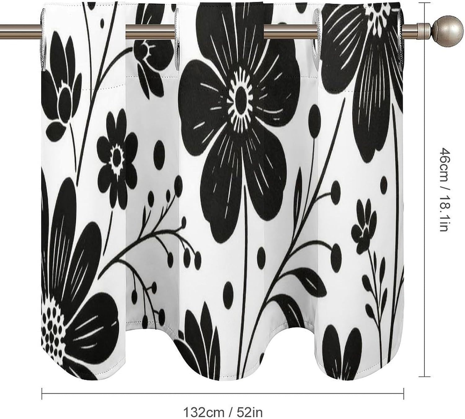 Black Flower Valance Curtain Blackout Valances image 2