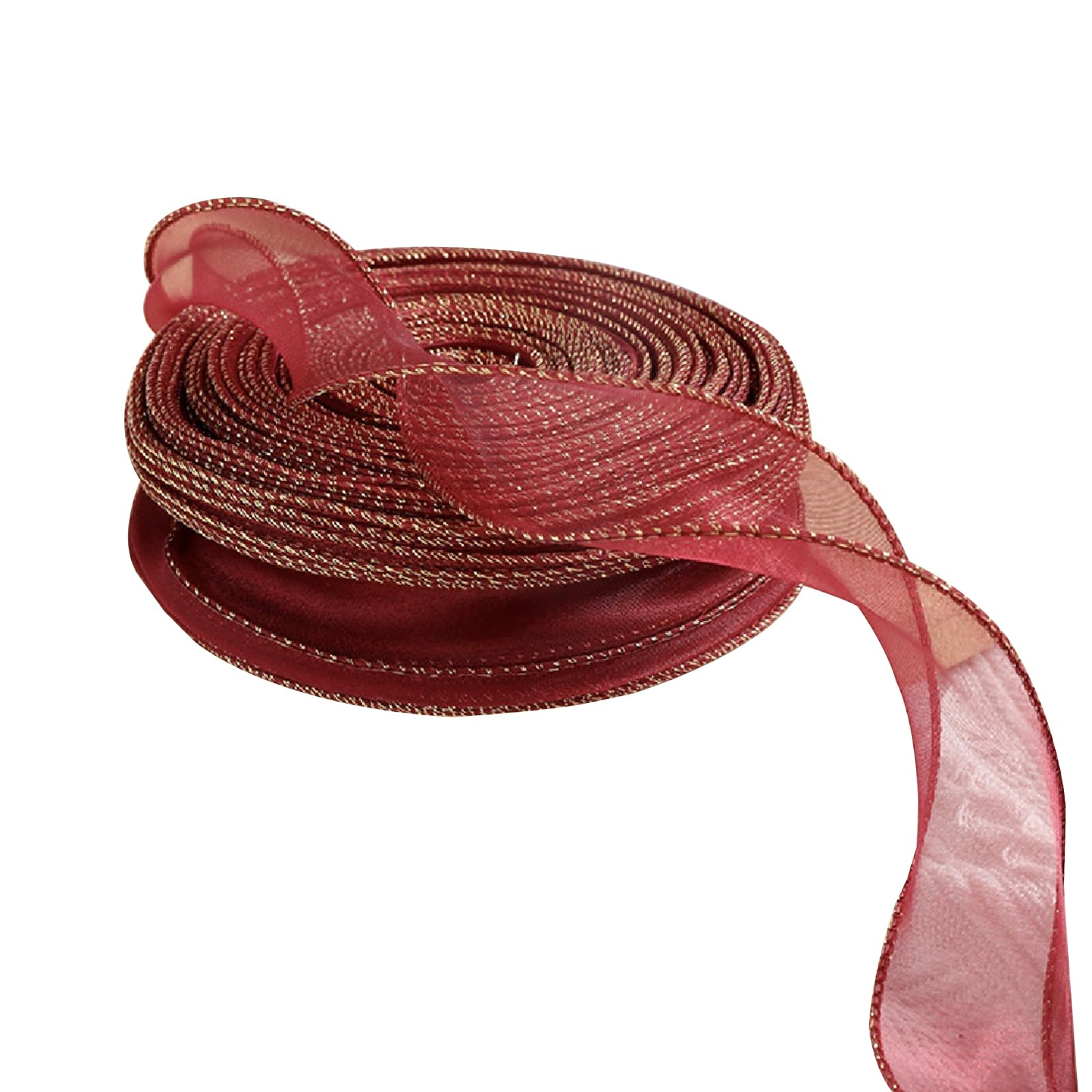 4cm*45 Yard Organza Chiffon Ribbon Gold Edge Sheer Chiffon Ribbon for Bouquet Gift Wrapping Red