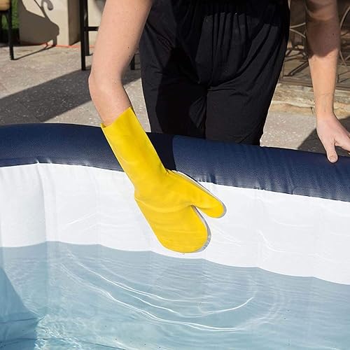 Miniatura 2 de 2 guantes de limpieza de piscina para piscina, bañera de hidromasaje, spa, guantes de látex impermeables con almohadilla para fregar
