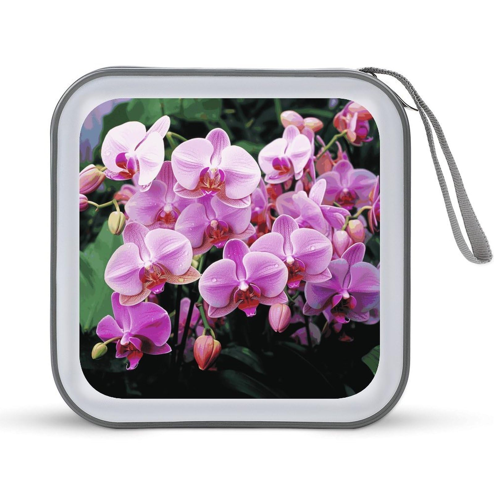 JTREHY Orchids CD Case 40 Capacity CD/DVD Case Holder Disc Storage Organizer Wallet Bag Portable Zipper CD Case Holder for Car Home Office Travel
