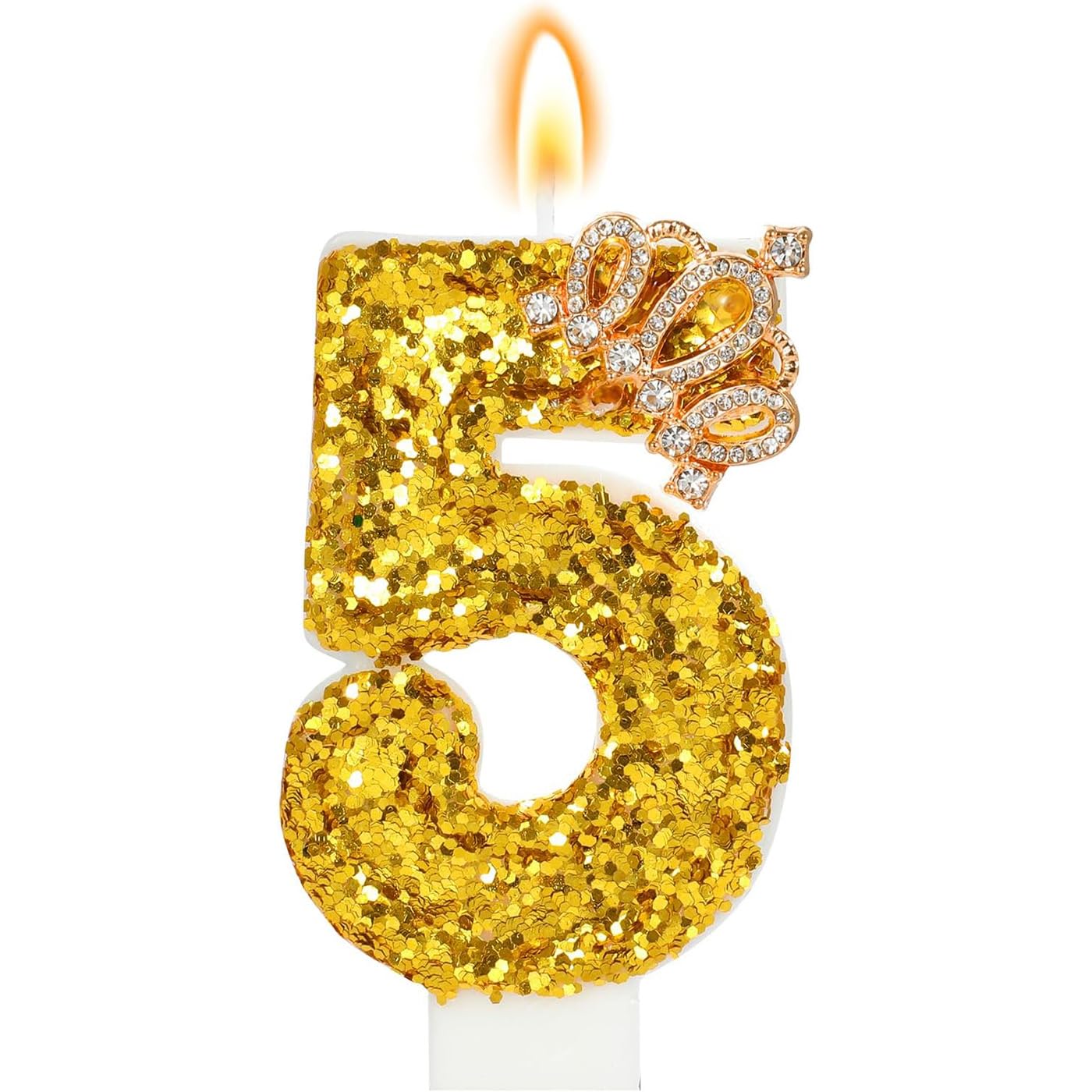 Birthday Candles, Candles for Cake, Glitter Birthday Candles Cake Candles Topper for Girls Baby Birthday Party Anniversary Birthday Party (Golden Crown, 5) — image 1