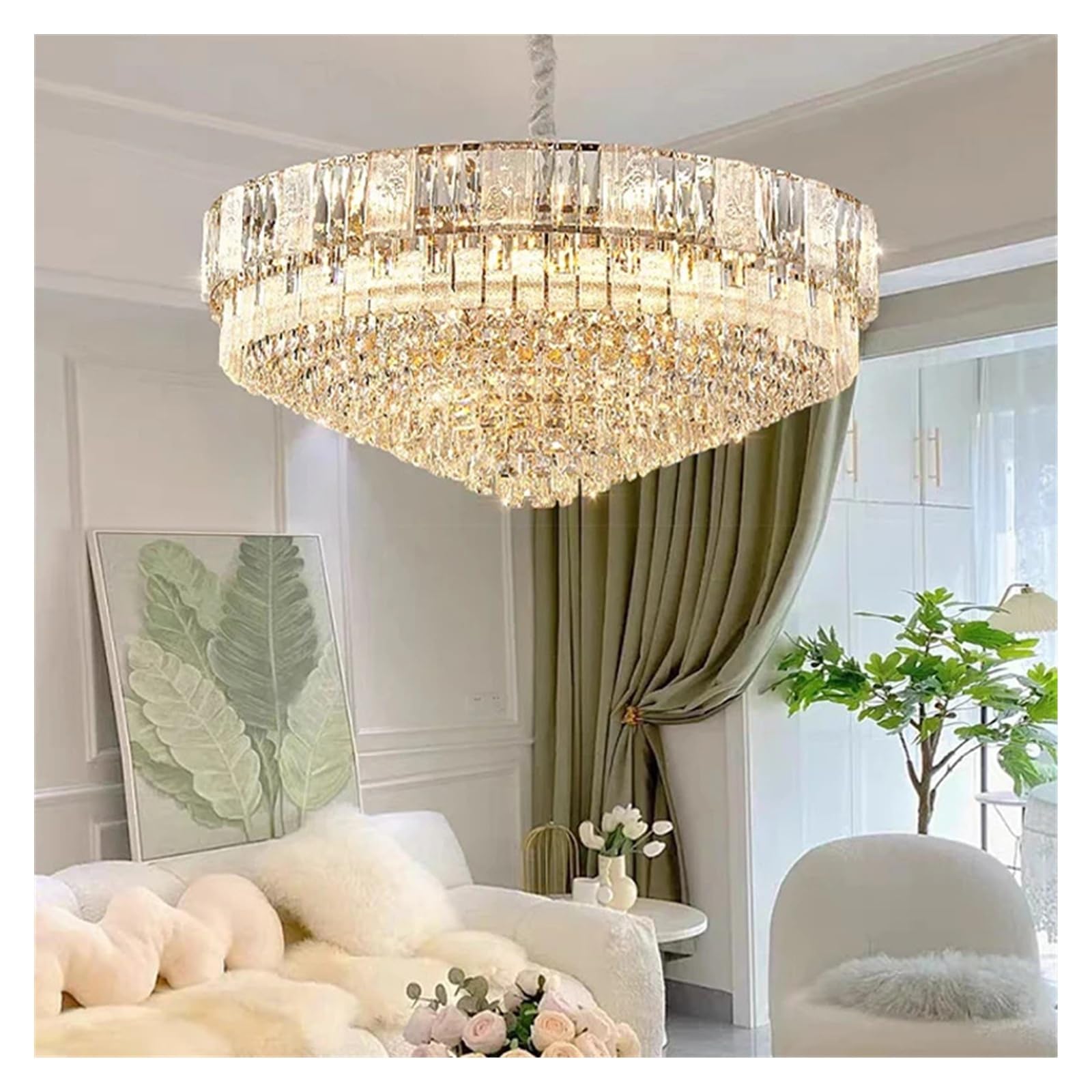 Genérico Lámparas de araña, Luces de techo LED cristal modernas, lámparas acero inoxidable alta gama, accesorios iluminación for decoración Villa y restaurante(60cm,White)