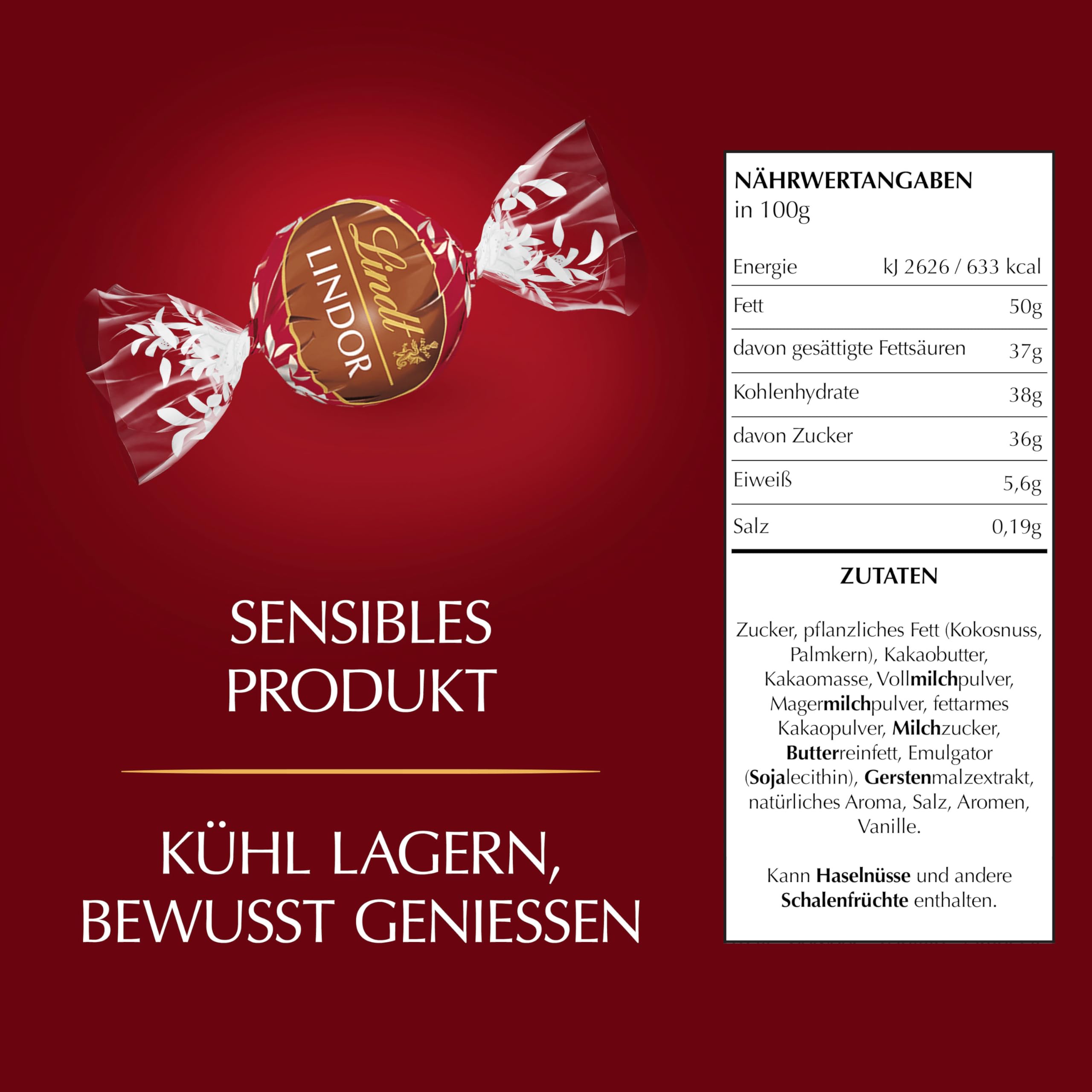 Lindt LINDOR Schokoladen Kugeln Double Chocolate | 1 kg Beutel, wiederverschließbar | ca. 80 Milch-Schokolade mit dunkler, zartschmelzenden Füllung | Großpackung, Pralinen-Geschenk