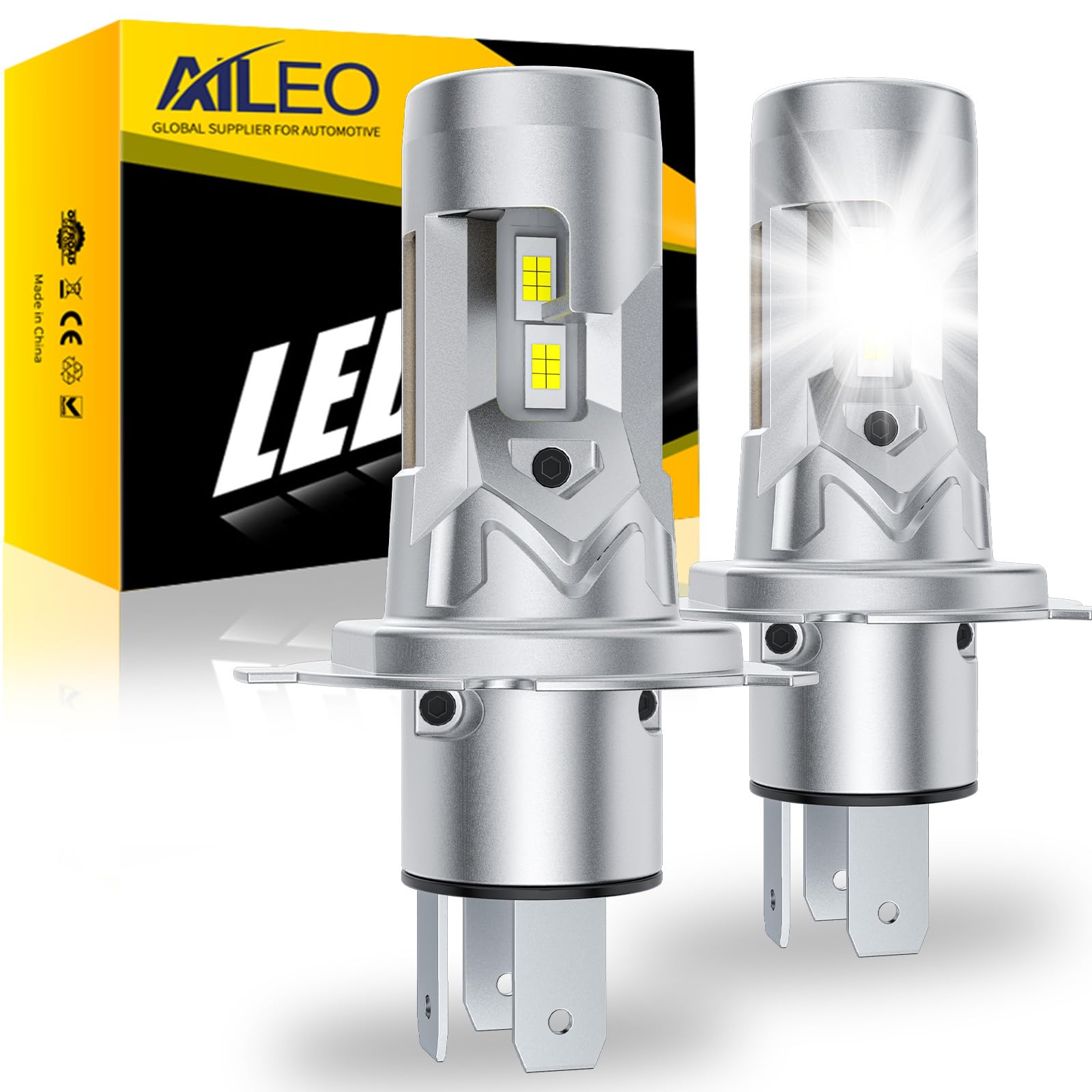 CENMOLL H4 LED Headlight Bulbs - 90W, 18000LM, Super Bright 6500K Cool White, Plug & Play, Pack Of 2