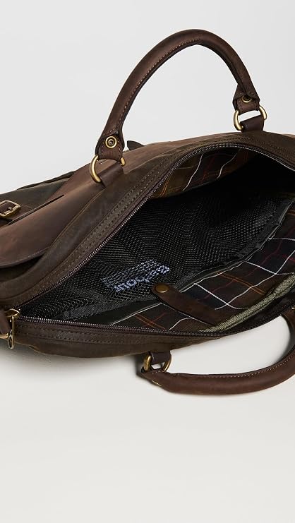 Barbour Men's Wax Leather Briefcase, Olive, One Size