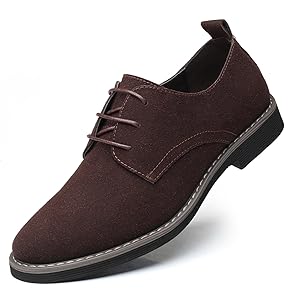 Mens Suede Leather Dress Shoes Casual Lace Up Oxfords Shoes