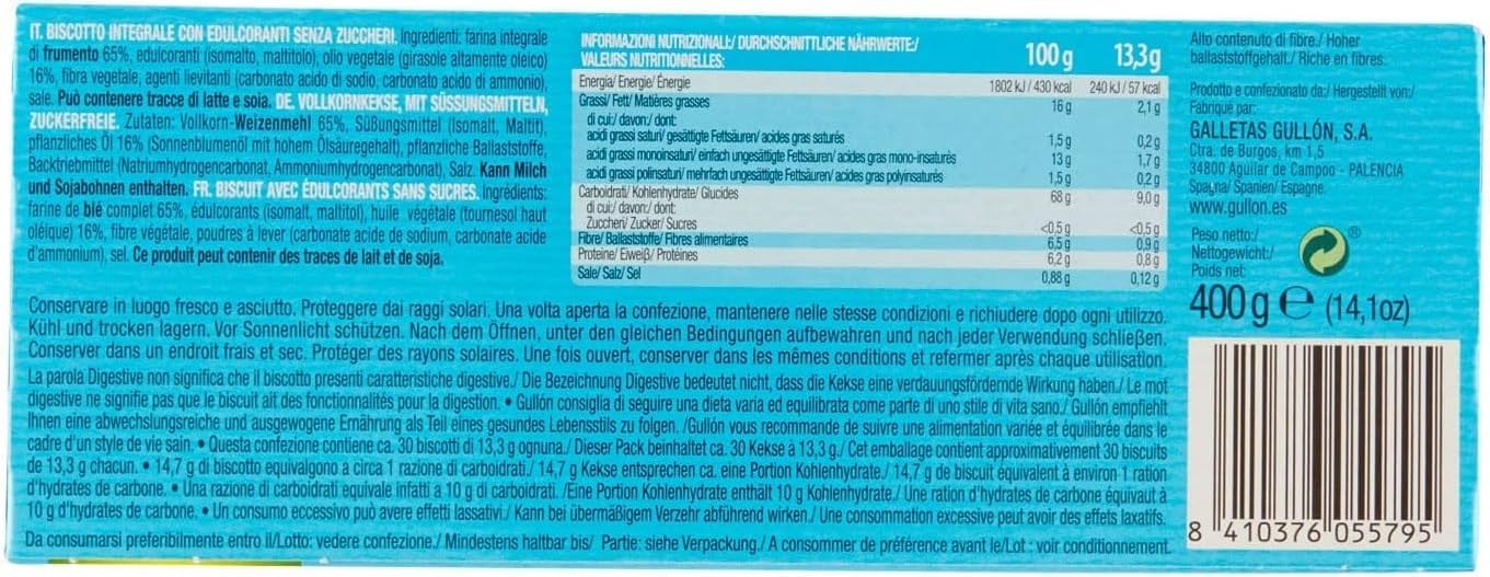 Italian Gourmet Bundle Biscuits Digestifs Sans Sucres 15 x 400 g + Italian Gourmet Polpa 400 g, biscuits riches en fibres sans huile de palme, biscuits type digestive à l’huile de tournesol oléique