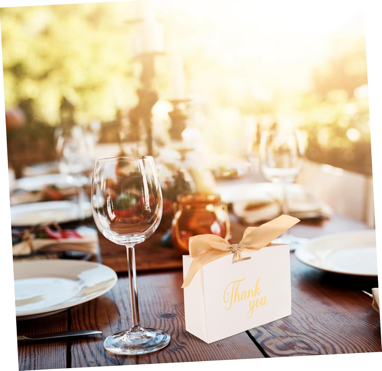 PLAFOPE 50pcs Wedding Favor Boxes Bags with Bow Ribbon Paper Treat Boxes for Weddings Showers Birthdays Elegant Thank You Containers