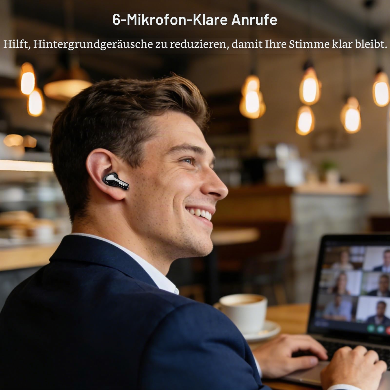 TOZO NC3 Kabellose Bluetooth In Ear Kopfhörer ANC mit Digitalanzeige IPX8