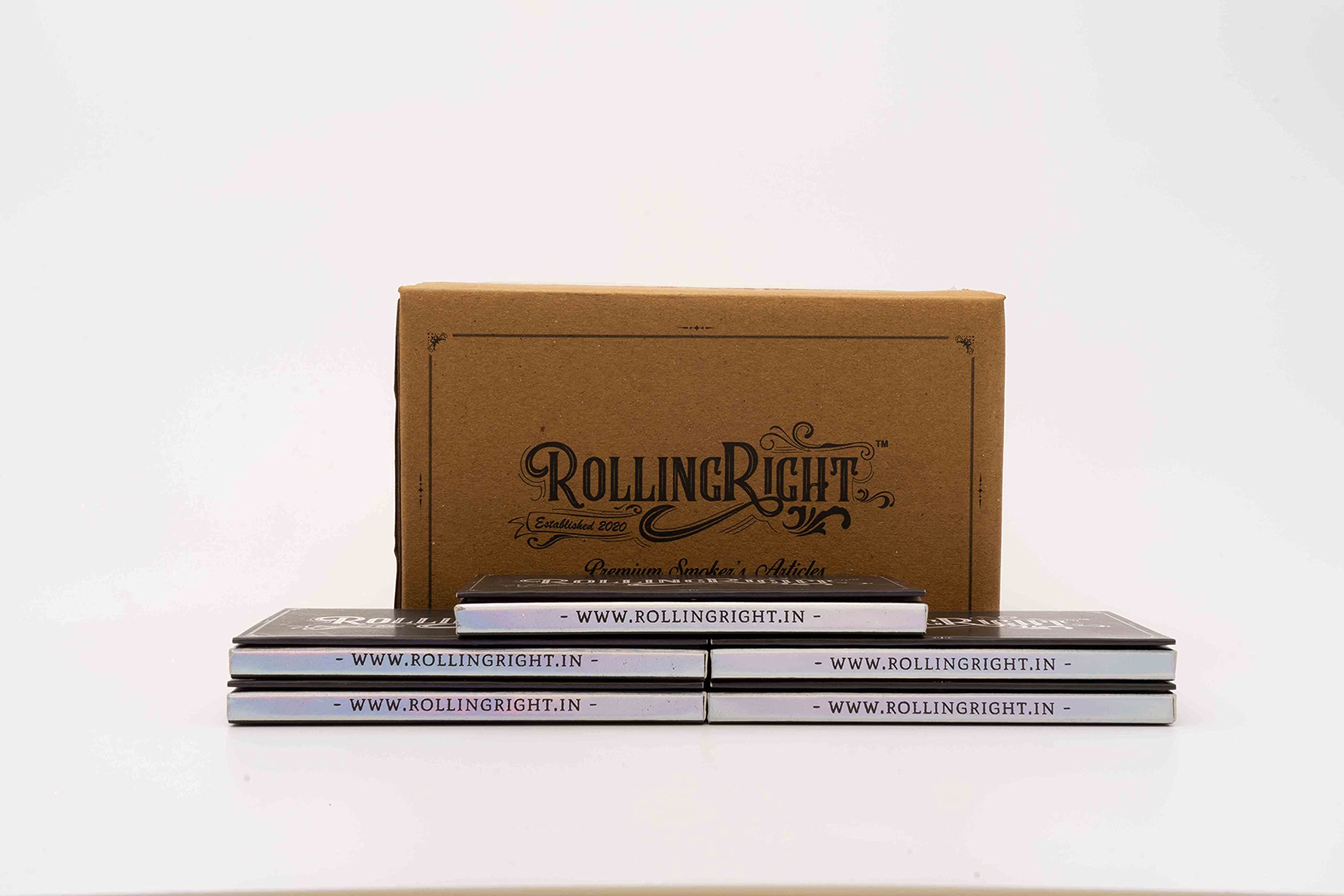 ROLLING RIGHT - THE SILVER LINING - 32 LEAVES & 32 ROACHES (32+32) - ULTRA PREMIUM ROLLING PAPERS WITH ROACH PAPER BOOK/FILTER TIPS - PACK OF 5 BOOKLETS