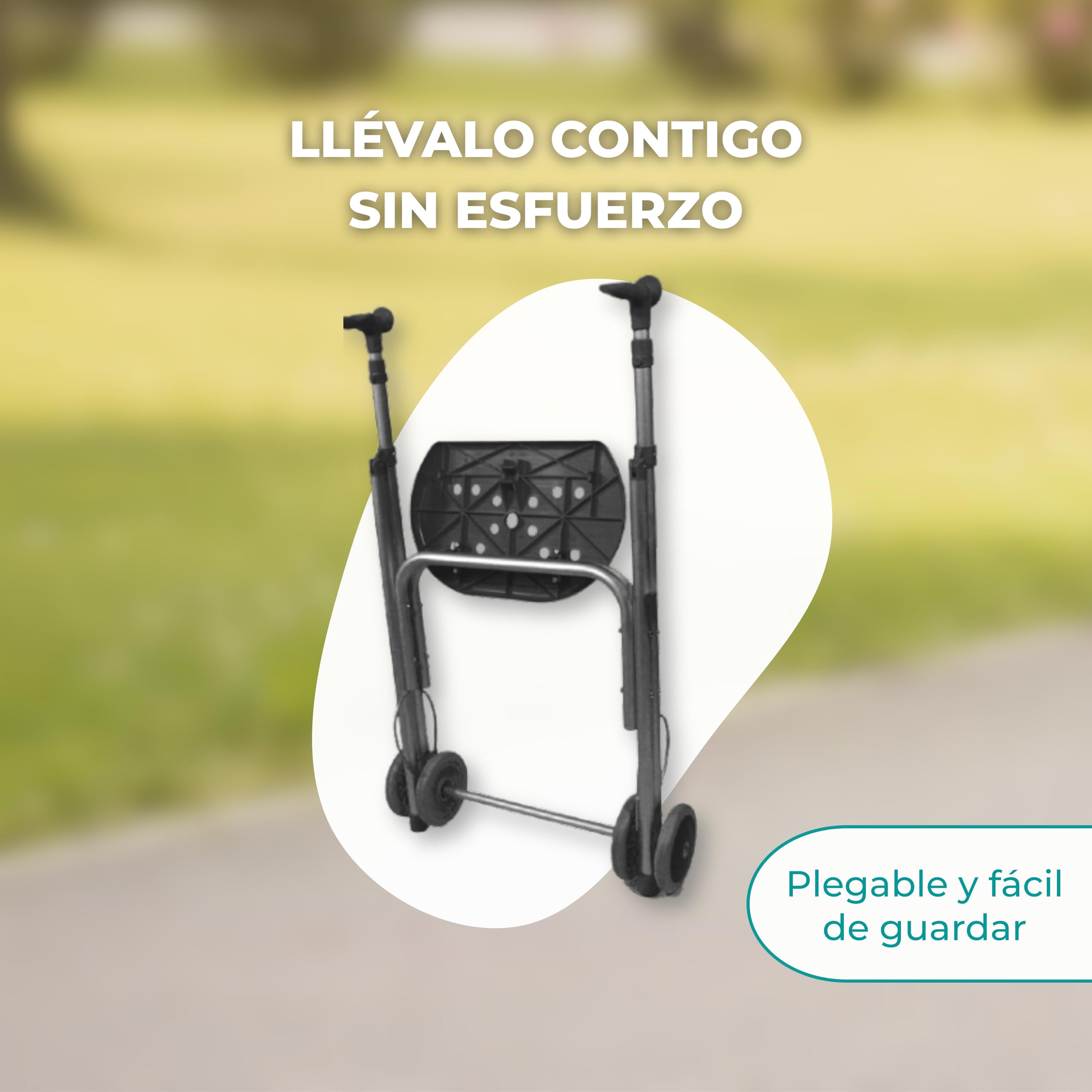 Forta Air On - Andador para Uso en Interiores, Plegable y Ligero - Regulable en Altura, Capacidad de Carga hasta 110 Kg - Fácil de Plegar, con Ruedas Fijas (Negro)