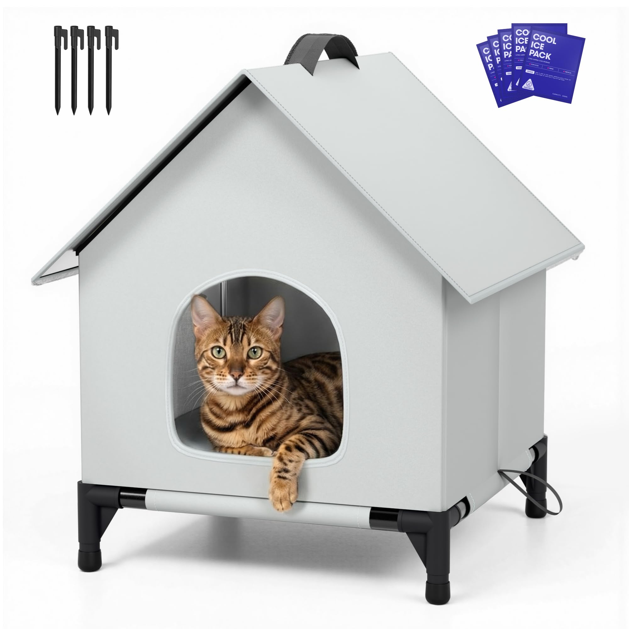 Photo 1 of ?Cat House for Indoor and Outdoor Use - Insulated and Weatherproof?Waterproof Shelter for Stray Cats Summer Cooling Cat with20 Ice Packs,Ice Pack Double Insulation for Cats ?X?