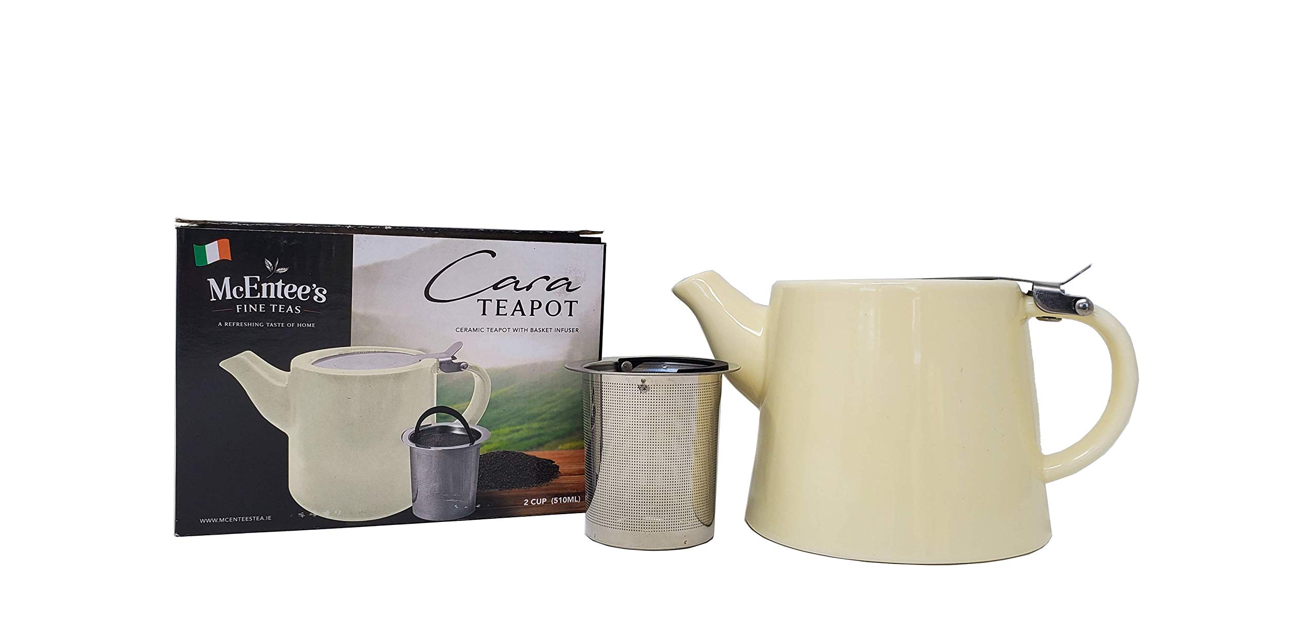 McEntee's Cara - Teiera per Tisane in Ceramica da 510 ml (1-2 Tazze) con Infusore Rimovibile in Acciaio Inox