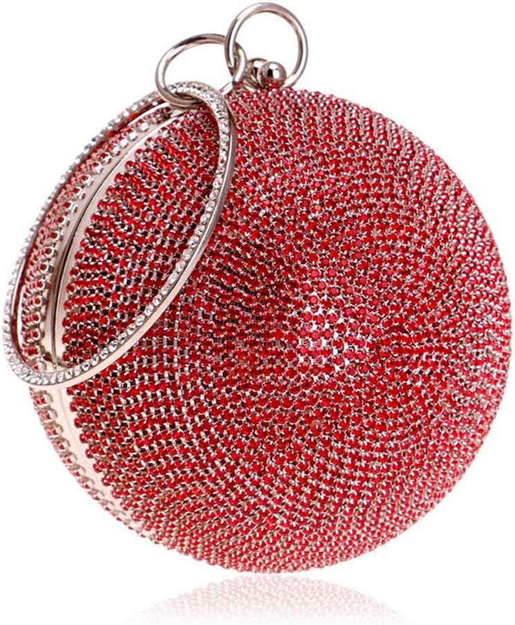 Ball Shape Clutch Purse Party Handbag Rhinestone Ring Handle Evening Bag