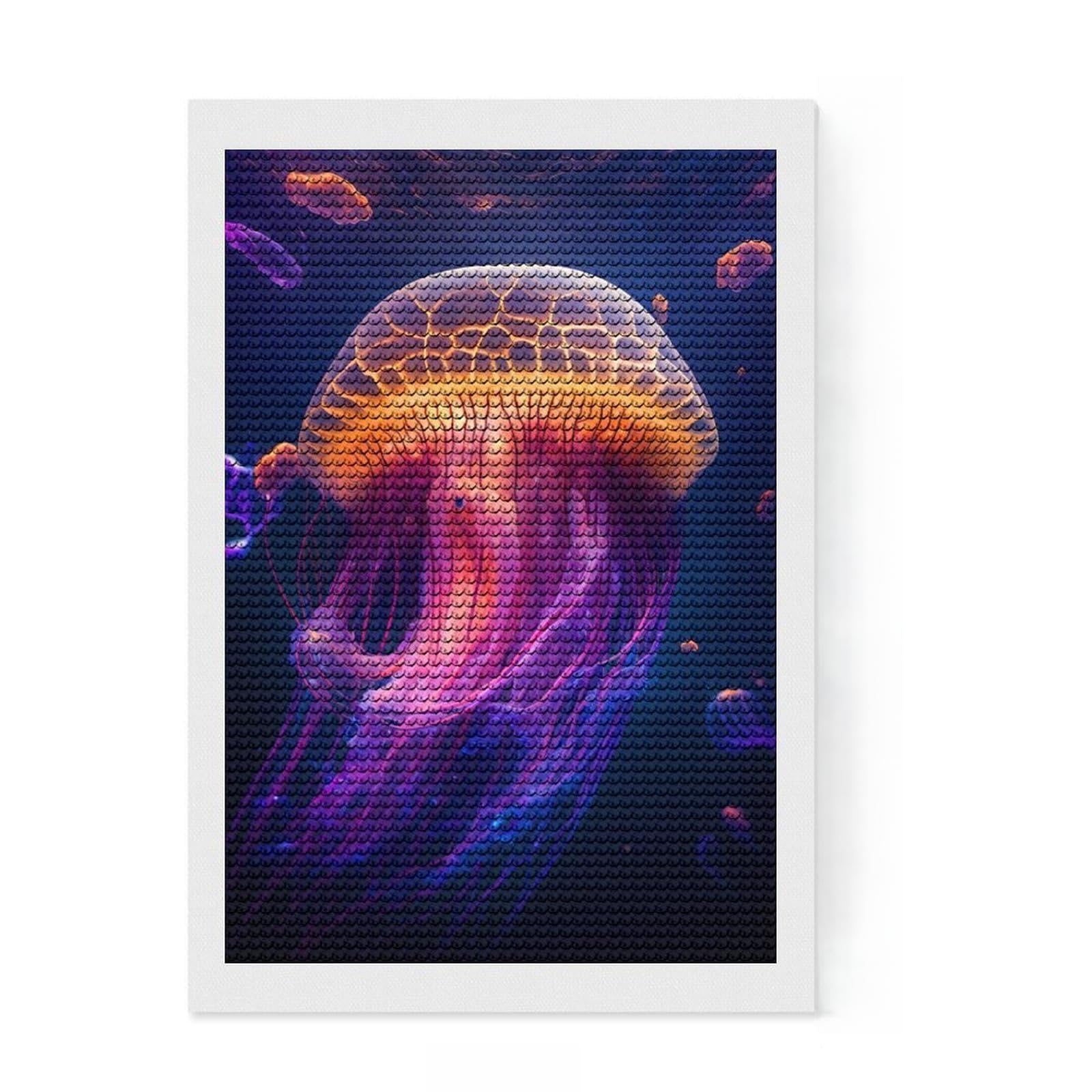 Junmoney Jellyfish Diamond Painting Set 8"x12", Aesthetic Room Decor, Vintage Style Decor, Creative Hobby, Decorative Artwork