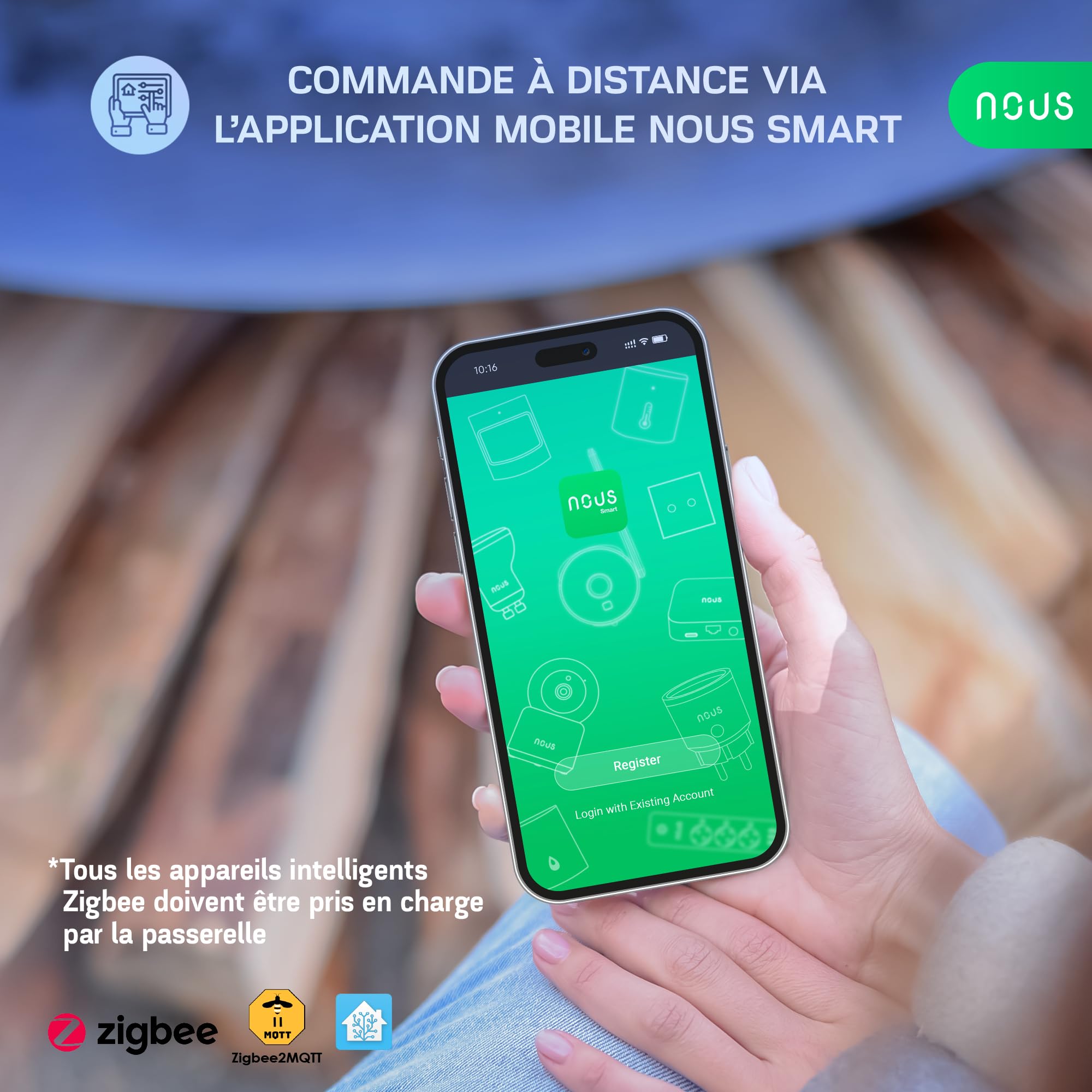 Nous Interrupteur Zigbee DIN, 16A Interrupteur Intelligent Avec Surveillance Énergétique, Compatible Avec Zigbee2MQTT, Home Assistant, Alexa et Google Home, Contrôle des applications, Contrôle vocal
