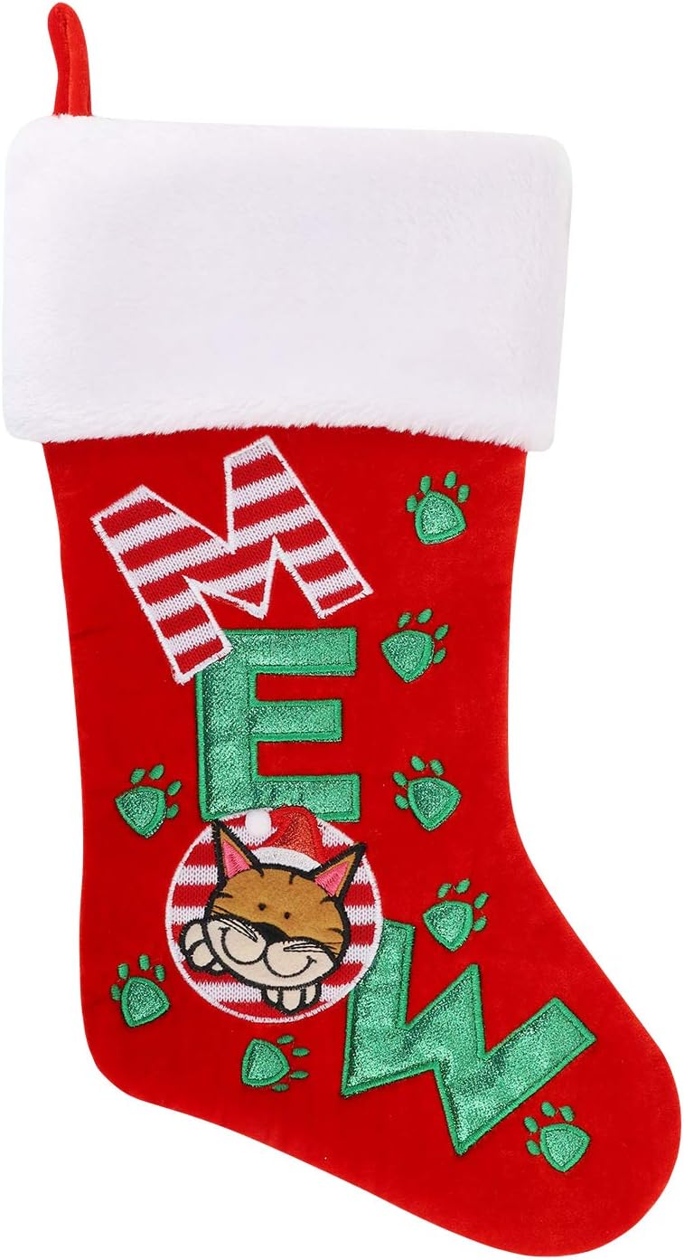 Cheap Chic Seasonal Cat Christmas Stocking (Meow)