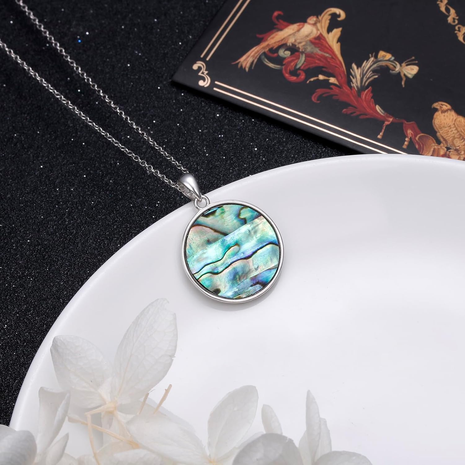 DAOCHONG Tree of Life Witches Knot Necklace 925 Sterling Silver Abalone Shell Pendant Necklaces for Women Good Luck Irish Celtic Jewelry