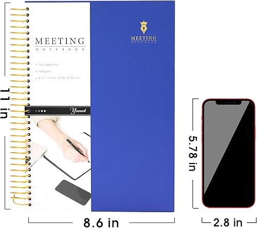 Miniatura 6 de Cuaderno de reuniones para el trabajo con artículos de acción, planificador de reuniones en espiral de tapa dura para oficina, negocios, reuniones,