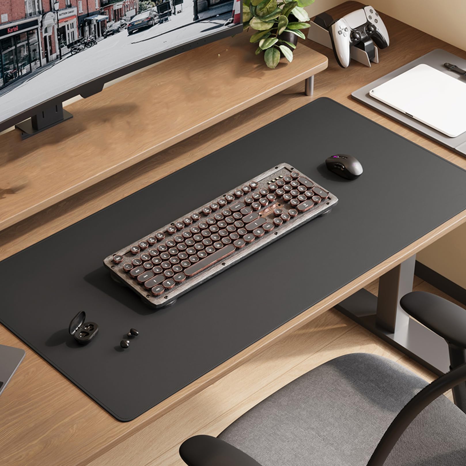 Amazon.co.jp: デスクマット テーブルマット 30*90 両面 PUレザー