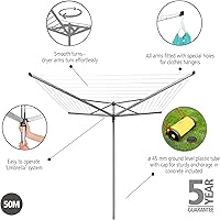 Vista 2 de Brabantia Topspinner Tendedero giratorio de 4 brazos para exteriores (164 piesØ 1.8 pulgadas) giratorio, tendedero plegable + tubo de tierra