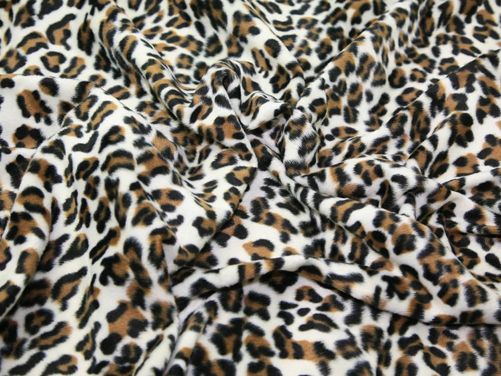58" wide Animal Print Polyester Velboa Fabric Snow Leopard - per metre