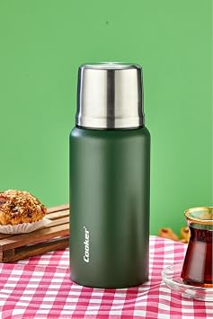 Cooker 750 ml Paslanmaz Çelik Çift Kat Termos, 24 Saat Sıcak, 48 Saat Soğuk, Yeşil