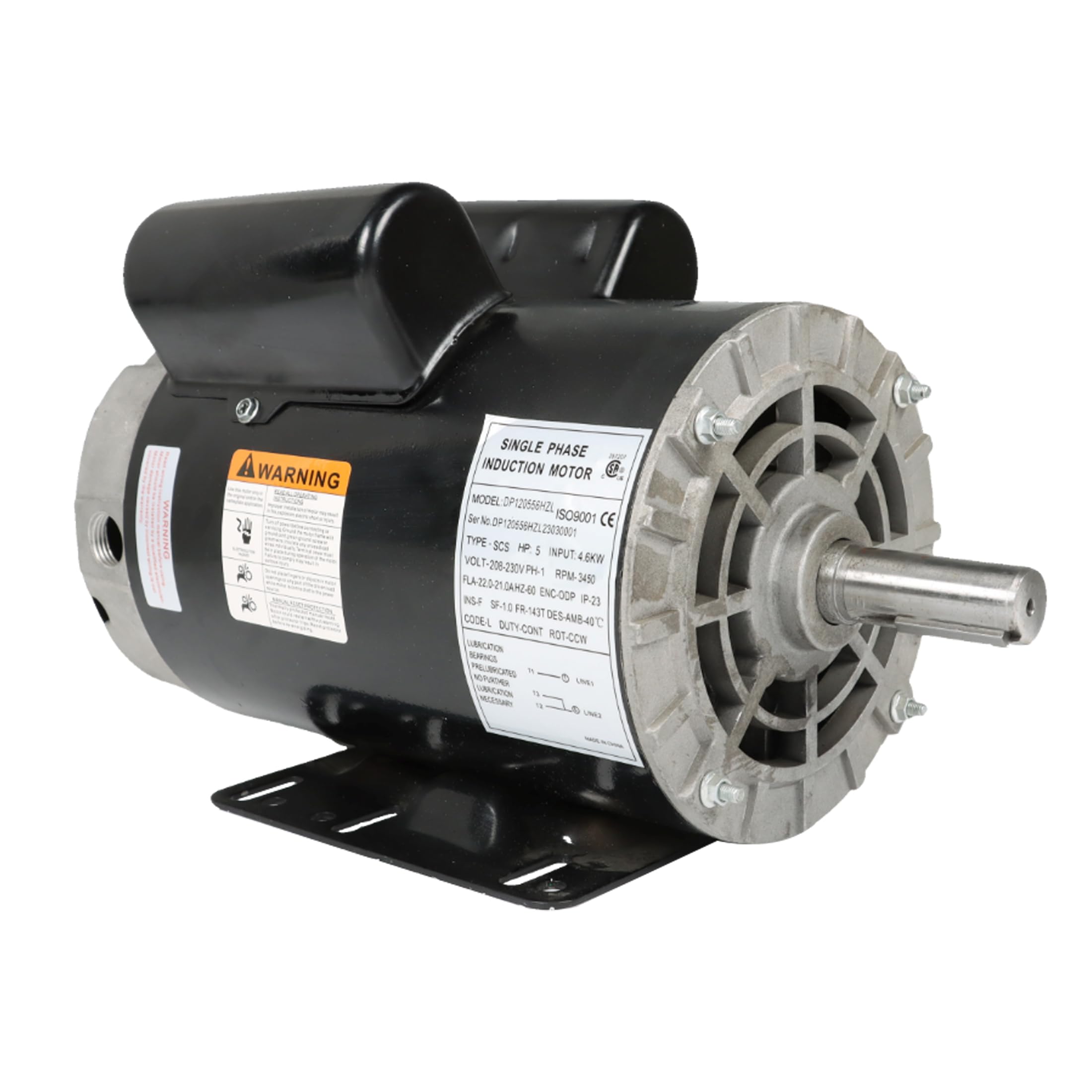 Photo 1 of 5HP Motor for Compressors 1-Phase Motor 3450 RPM 56 Frame 7/8 inch Shaft 230V