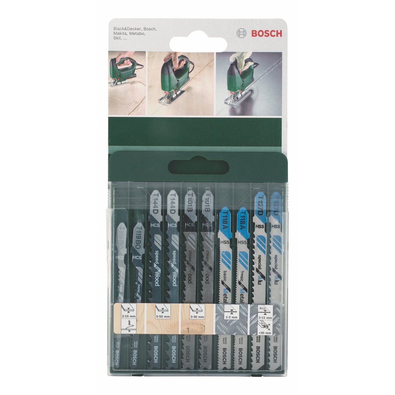 Bosch PST 650 Seghetto Alternativo Compact Easy, Nero/Green + Bosch 2609256746 Set Misto Lame Seghetto Legno e Metallo