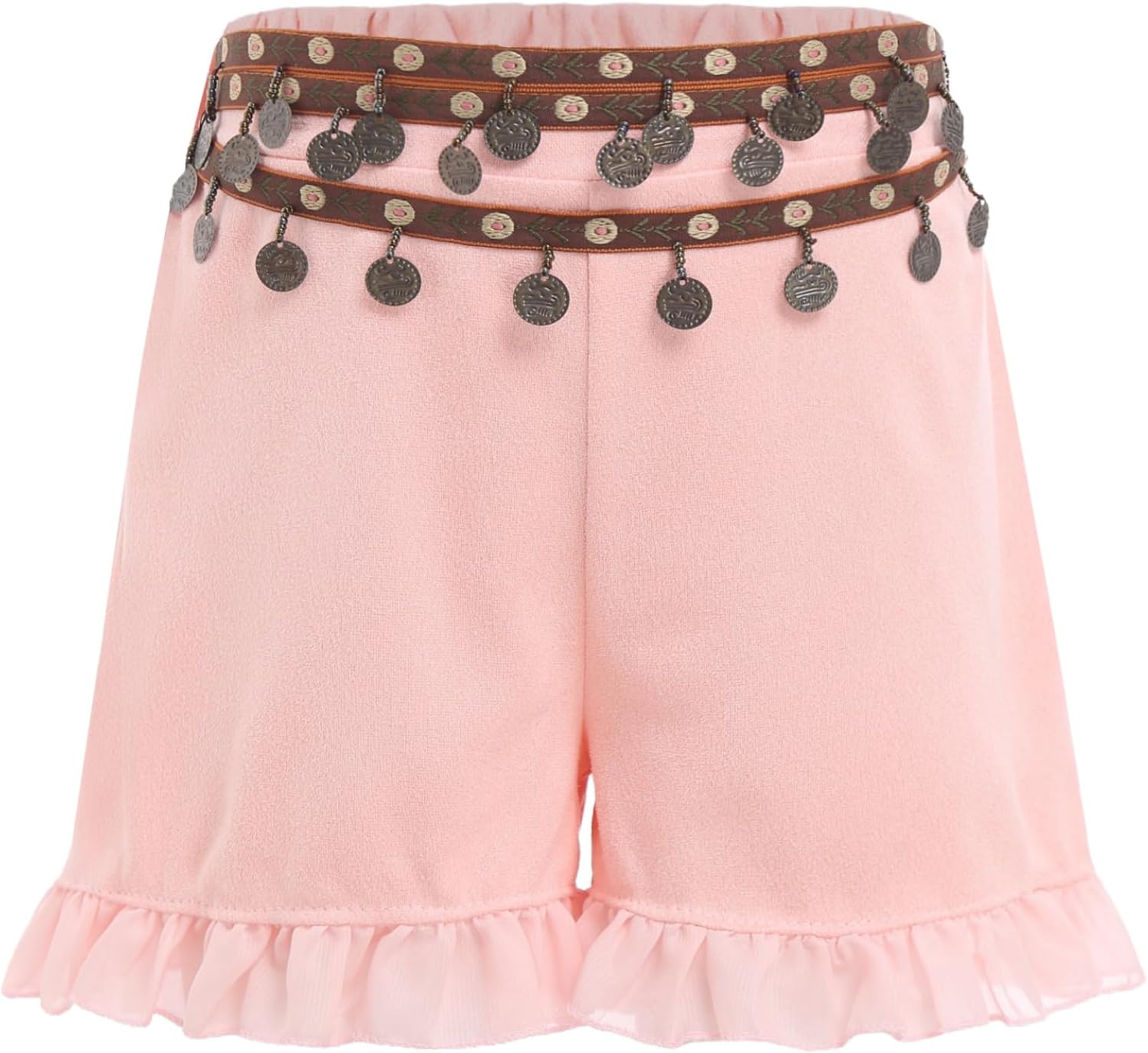 Girls Faux Suede Shorts with Ruffles and Tassel Waist Western Cowgirl Dance Bottoms for Kids