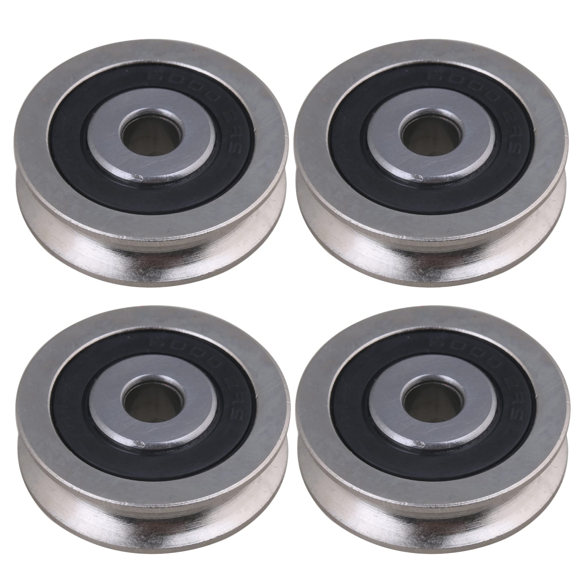4 Stück U-Type Lager Riemenscheibe Rad 6x30x8mm Belastung 355kg Silber für Tür Fenster