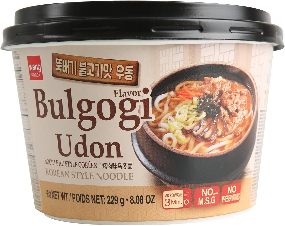 Wang Korean BBQ Bulgogi Flavored Udon Noodle Bowl - No MSG Added, No Preservatives - 290 Calories Per Meal - Convenient and Instant Meal, Ready in 3 Minutes - Microwaveable Bowl (Pack of 6)