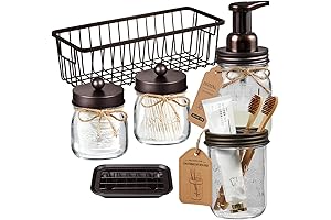 Mason Jar Bathroom Accessories Set(6PCS)-The Perfect Way to Keep Your Bathroom Organized and Stylish