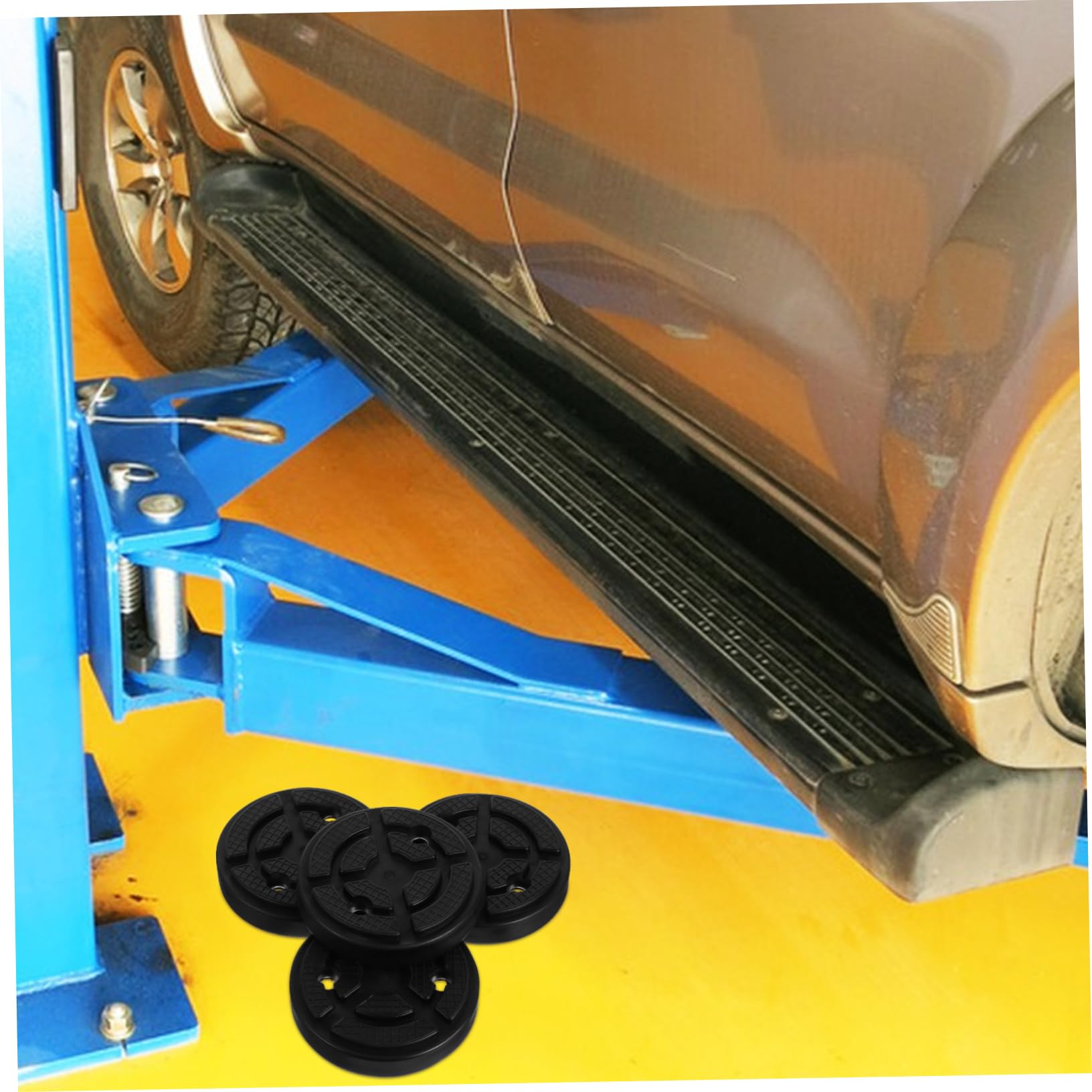 4 Pezzi Gommini per Sollevatore Auto in Gomma Nera | Foro 10, 8cm e Interasse 7cm, Accessorio per Ponte a Due Colonne, Parte di Ricambio per Officina