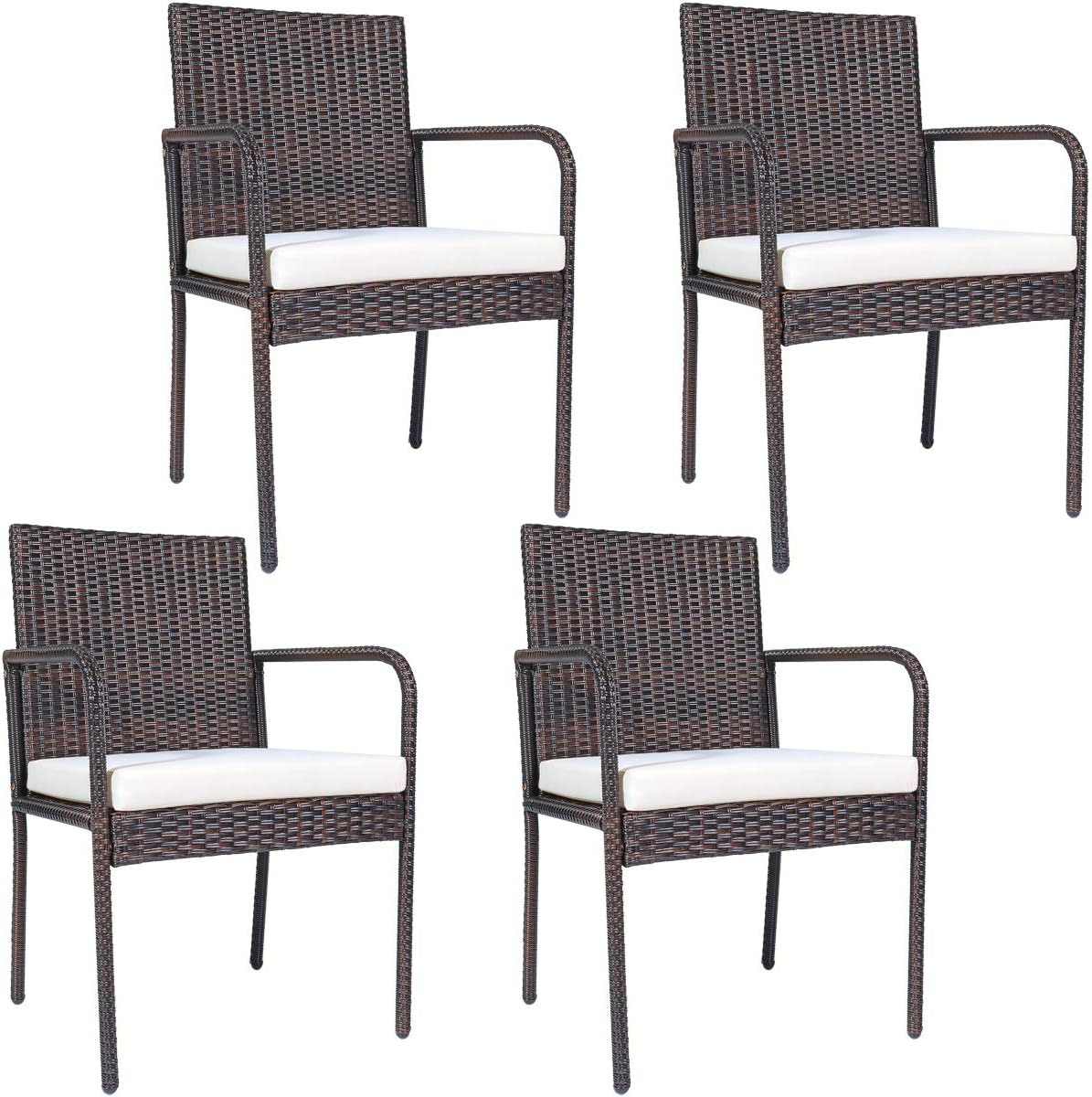 PATIOJOY Outdoor Patio Wicker Chairs Set of 4, with Heavy