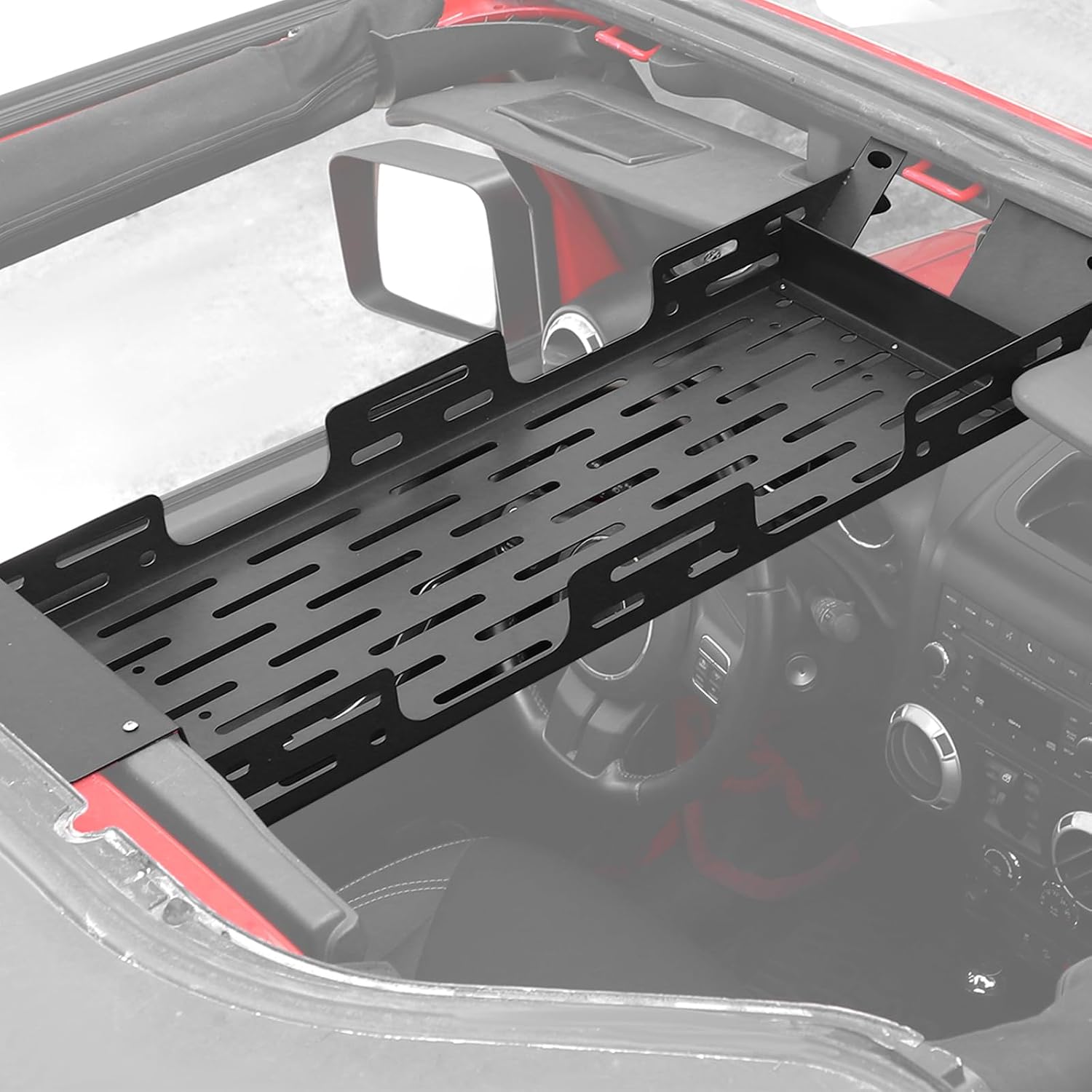 Jimen Fit for Jeep Wrangler JK & Unlimited 2007-2018, Overhead Molle Panel Roof Rack Cargo Storage Shelf