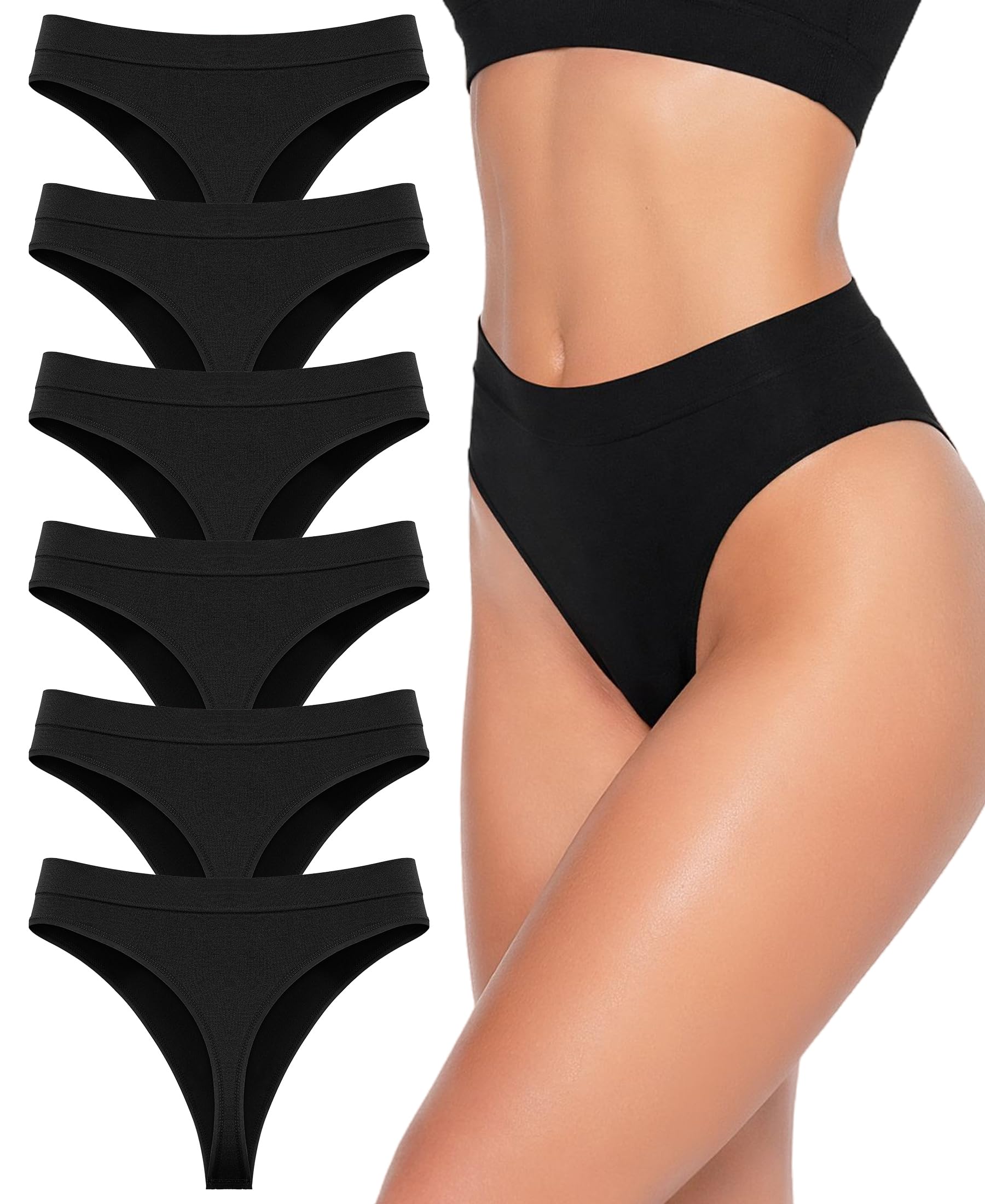 FINETOO High Waist Strings Tangas für Damen Nahtlose Bequeme Seamless Tanga Unterwäsche mit Elastischem Bund Atmungsaktiv Unterhosen Damen Tanga