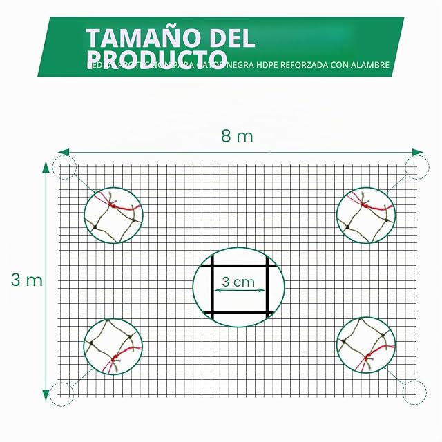 Foto 2 de 6 de Tatamiyya Red para Gatos Reforzada，8X 3 m Red para Gatos Terraza ，Malla Protectora Balcon Robusta