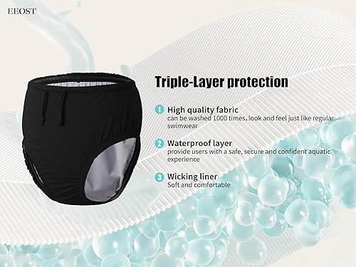Miniatura 2 de Pañales de natación reutilizables para adultos, para necesidades especiales, traje de baño para incontinencia, impermeables, a prueba de fugas,